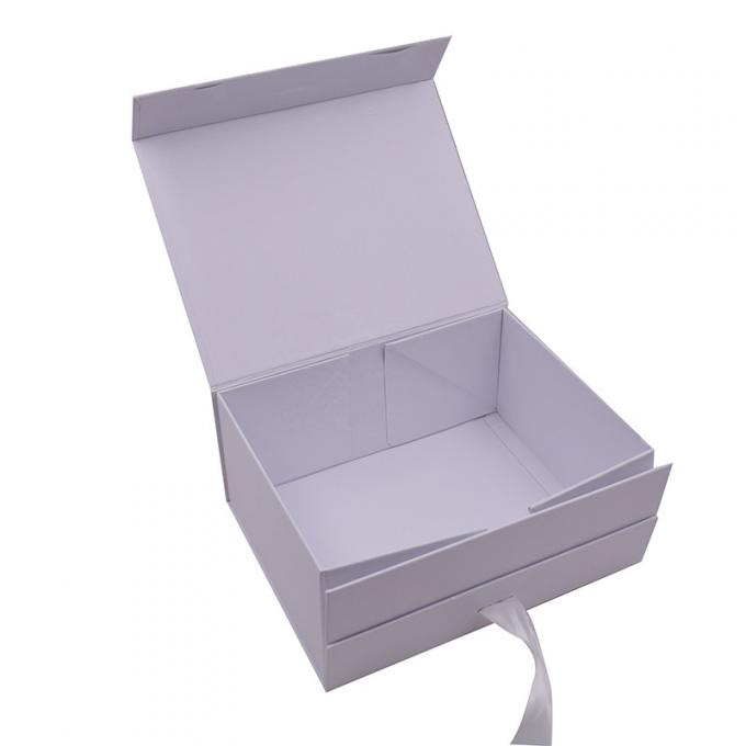 Het vakje van de doeklv Aangepast Gift Vouwbaar de giftvakjes van het Lint hardpaper karton Vlak het Document van Flip Top String Ribbon Handle Vakje 2