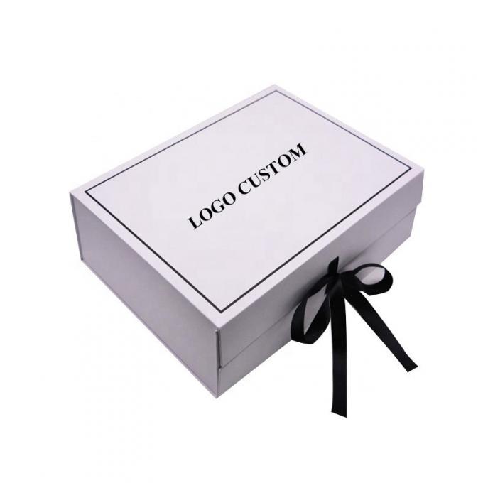 Het vakje van de doeklv Aangepast Gift Vouwbaar de giftvakjes van het Lint hardpaper karton Vlak het Document van Flip Top String Ribbon Handle Vakje 1