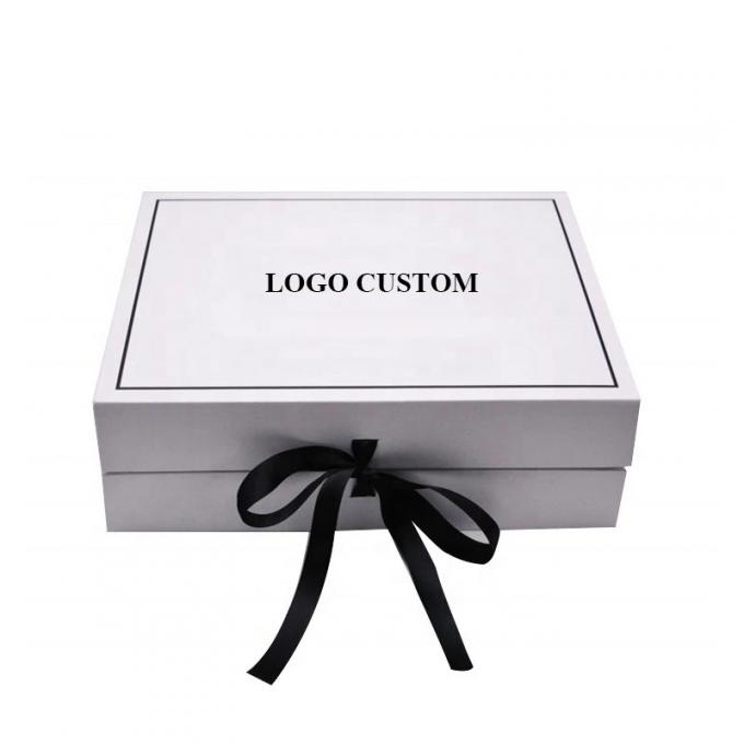 Het vakje van de doeklv Aangepast Gift Vouwbaar de giftvakjes van het Lint hardpaper karton Vlak het Document van Flip Top String Ribbon Handle Vakje 0